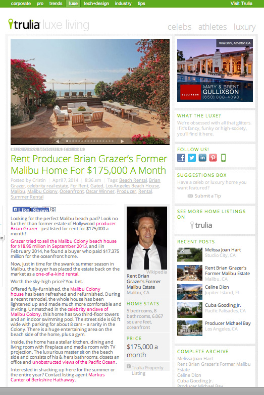 Featured on Trulia Luxe Living