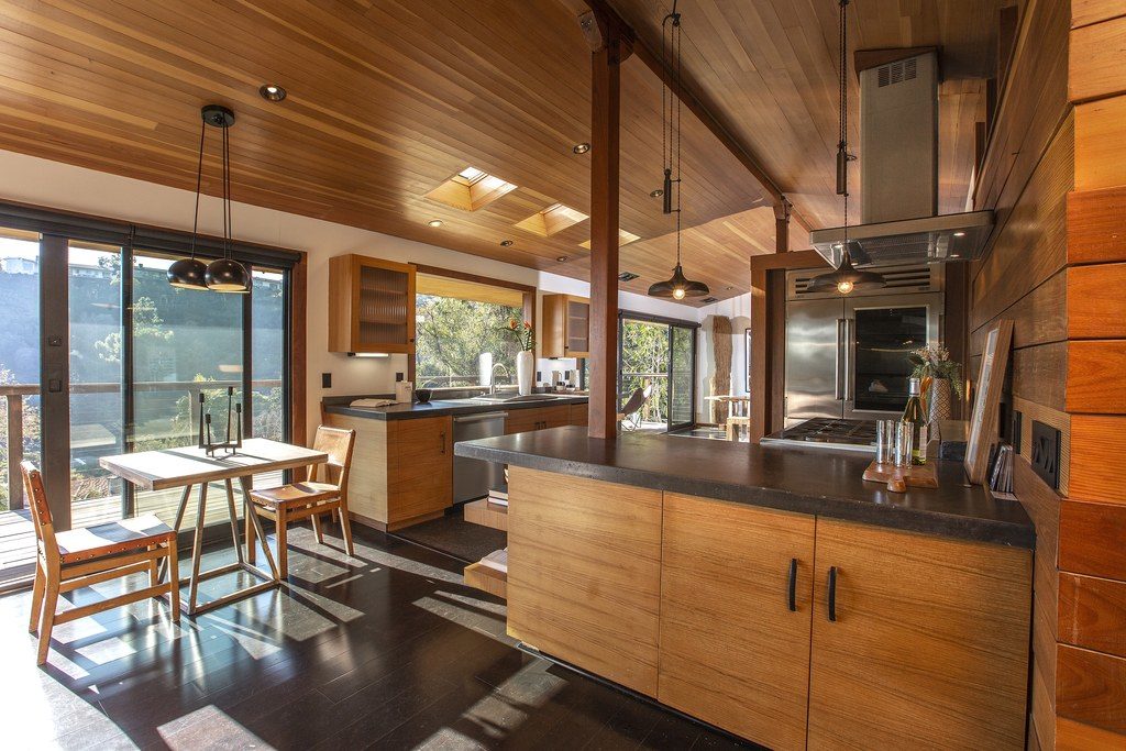 The casual dining space and kitchen.