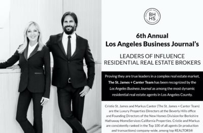 6th Annual L.A. Business Journal’s Leaders of Influence: Residential Real Estate Brokers 2022 – Cristie St. James and Markus Canter